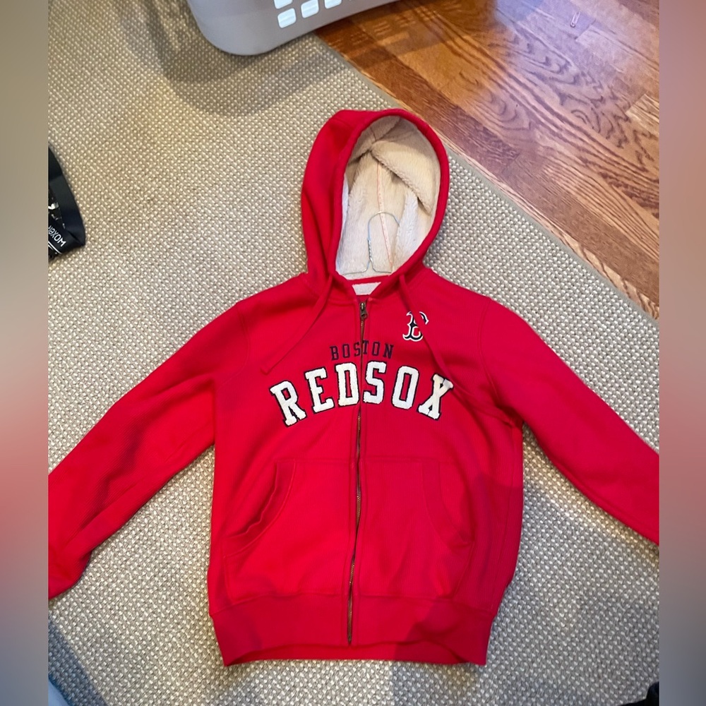 Boston Red Sox Fur Lined Teddy Sweatshirt, Zip-Up - Picture 5 of 7